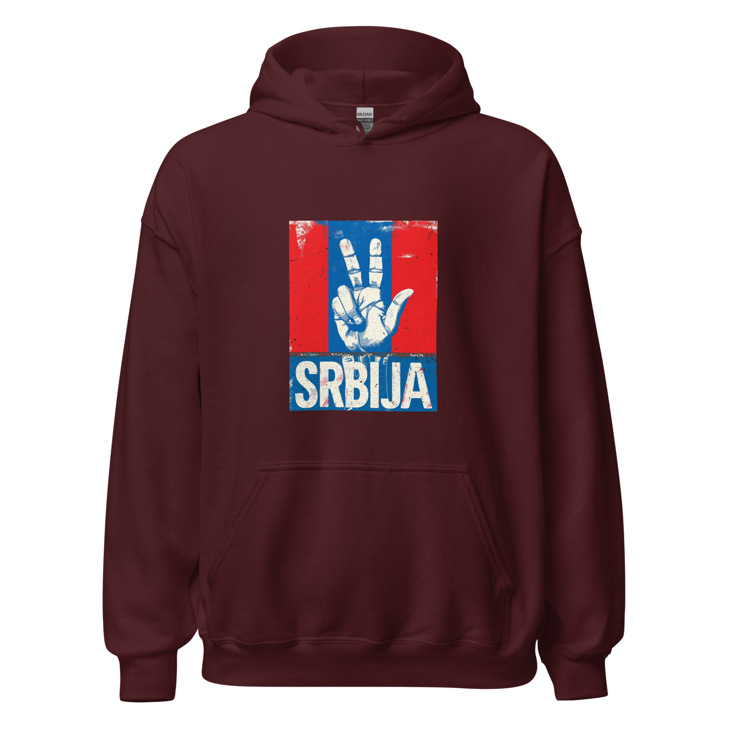 Srbija Unisex-Kapuzenpullover Tri prsta