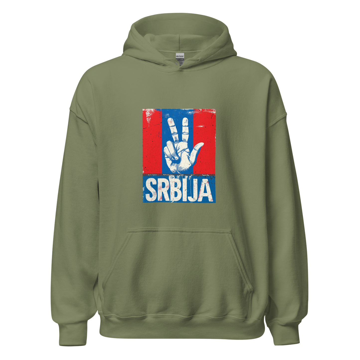 Srbija Unisex-Kapuzenpullover Tri prsta