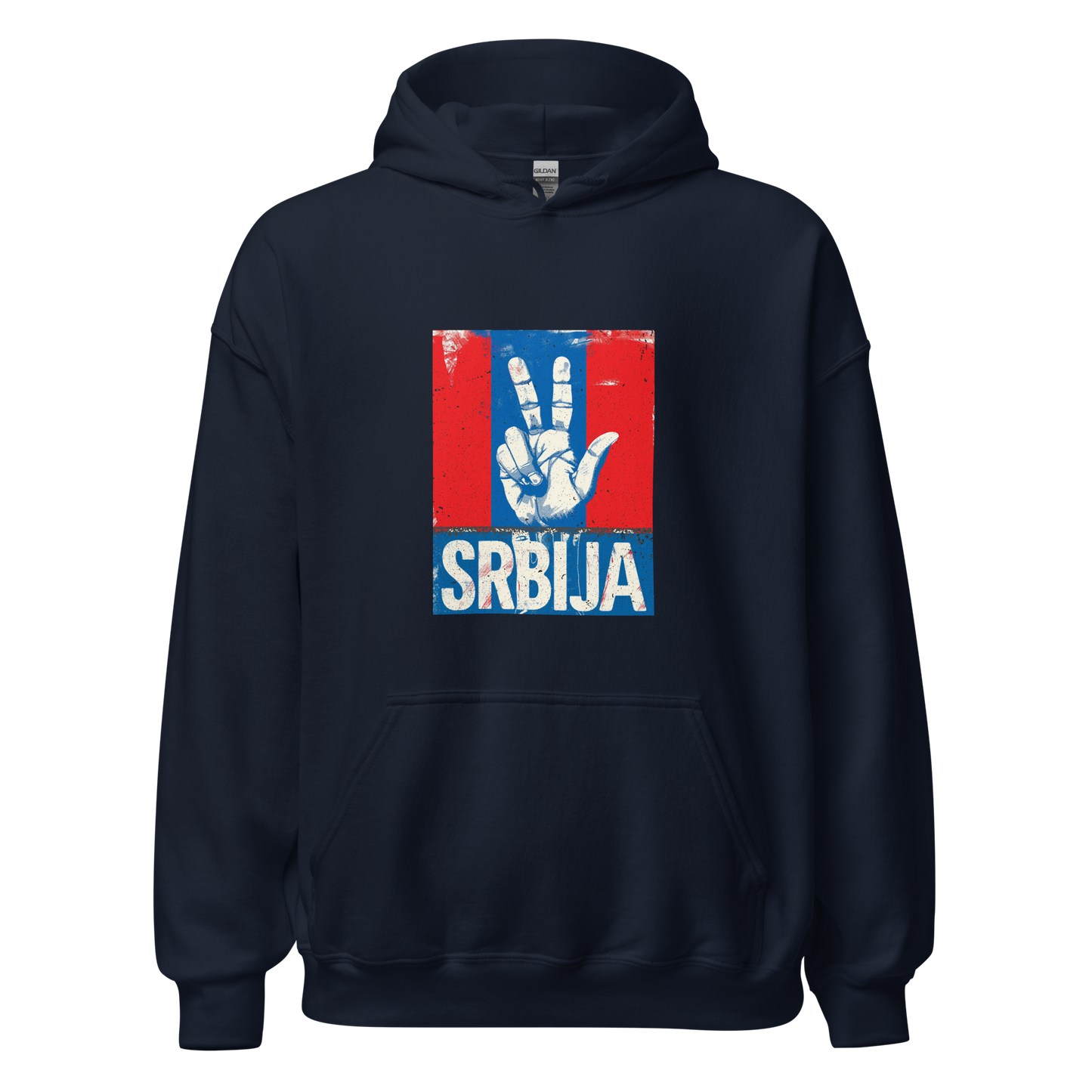 Srbija Unisex-Kapuzenpullover Tri prsta