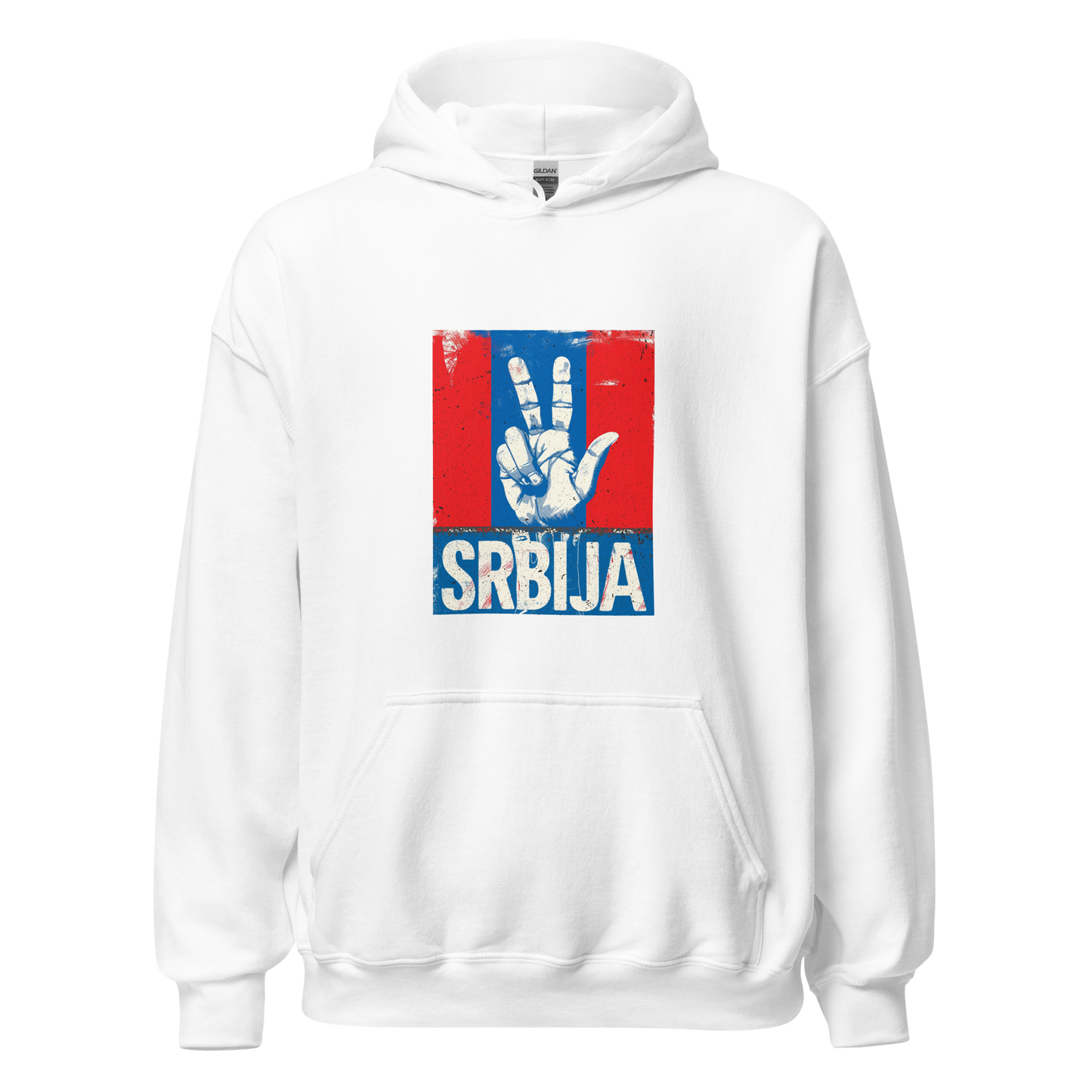 Srbija Unisex-Kapuzenpullover Tri prsta