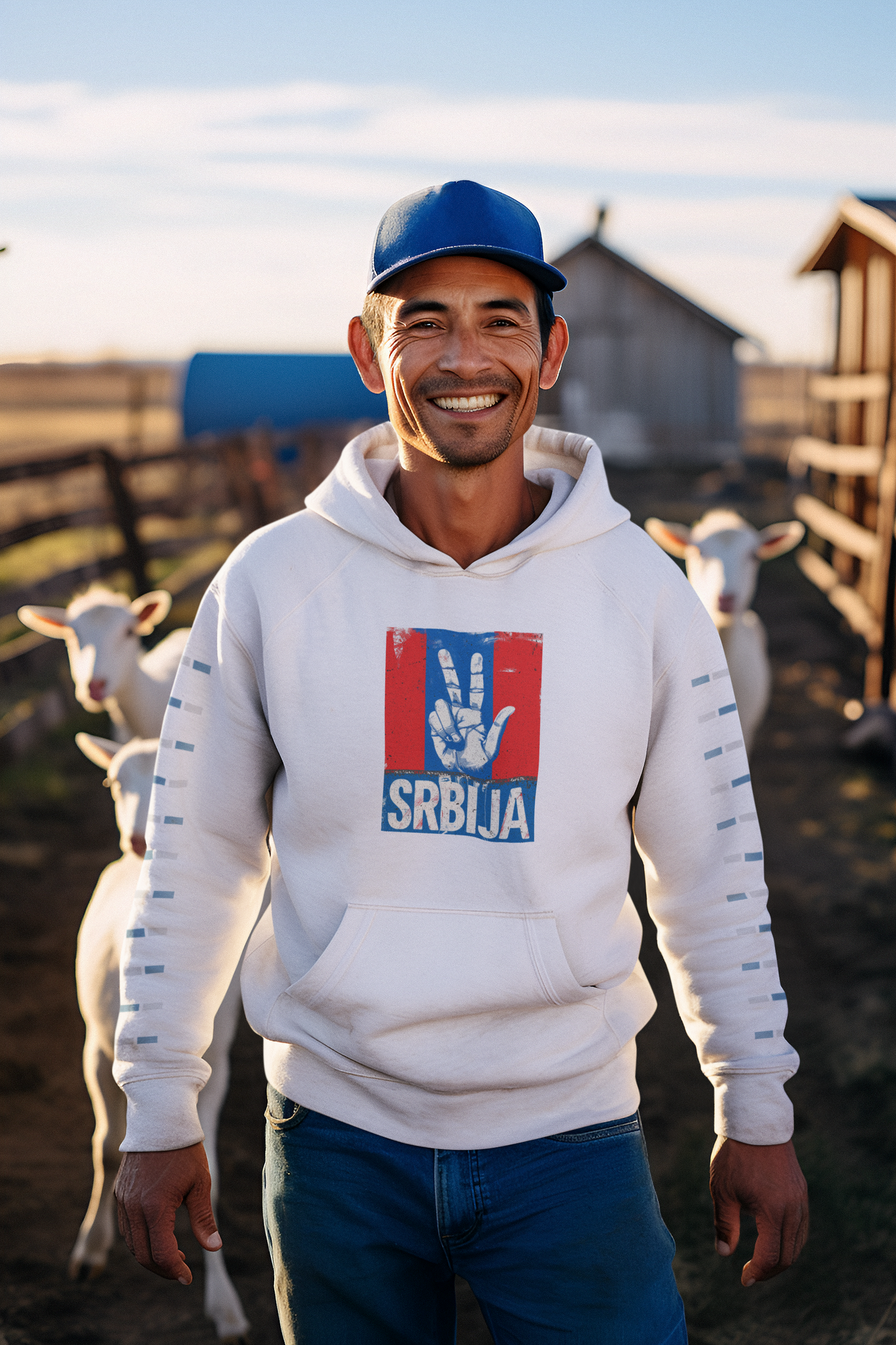 Srbija Unisex-Kapuzenpullover Tri prsta